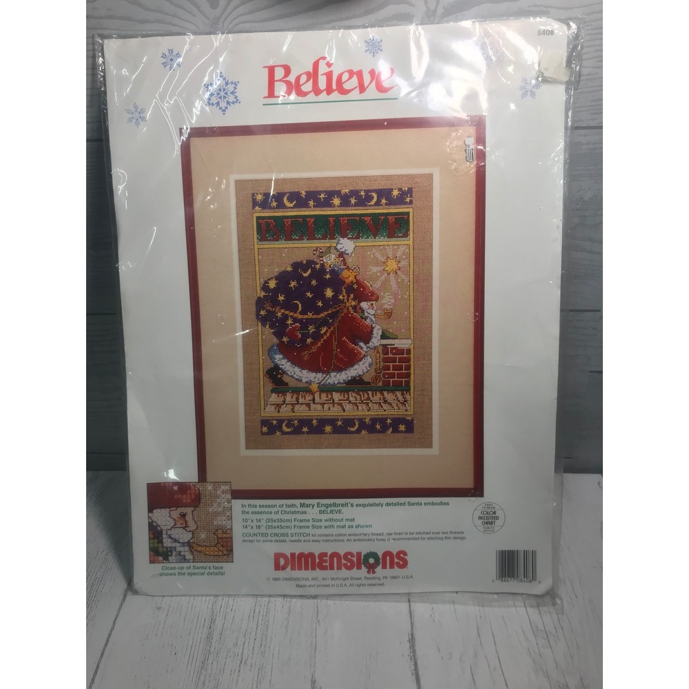 Dimensions Believe‎ Counted Cross Stitch Kit Santa Claus Christmas 8408 New